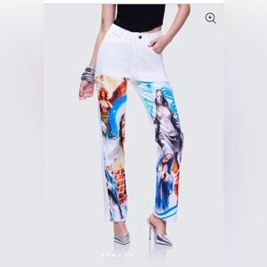 Women's White Graphic Print Pants